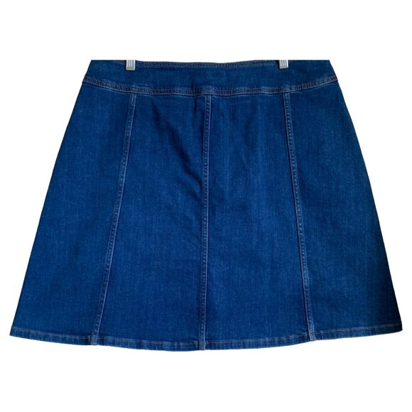 BODEN Womens' Dark Wash Denim Jean A-Line Snap Button Mini Skirt Size 14 - Picture 3 of 6